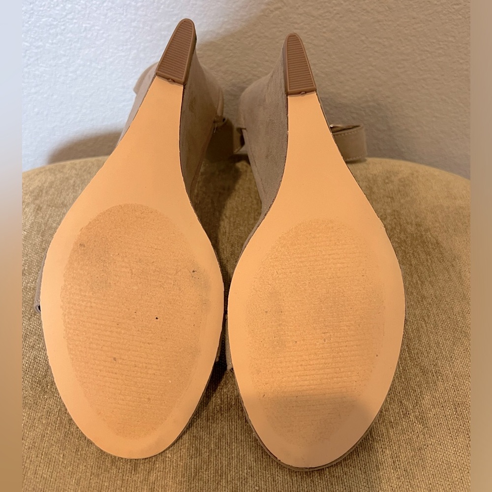 JustFab Taupe Suede Wedges - Picture 6 of 6